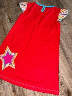 Michael Simon Girl Ruffle Sleeve Patchwork Star Dress